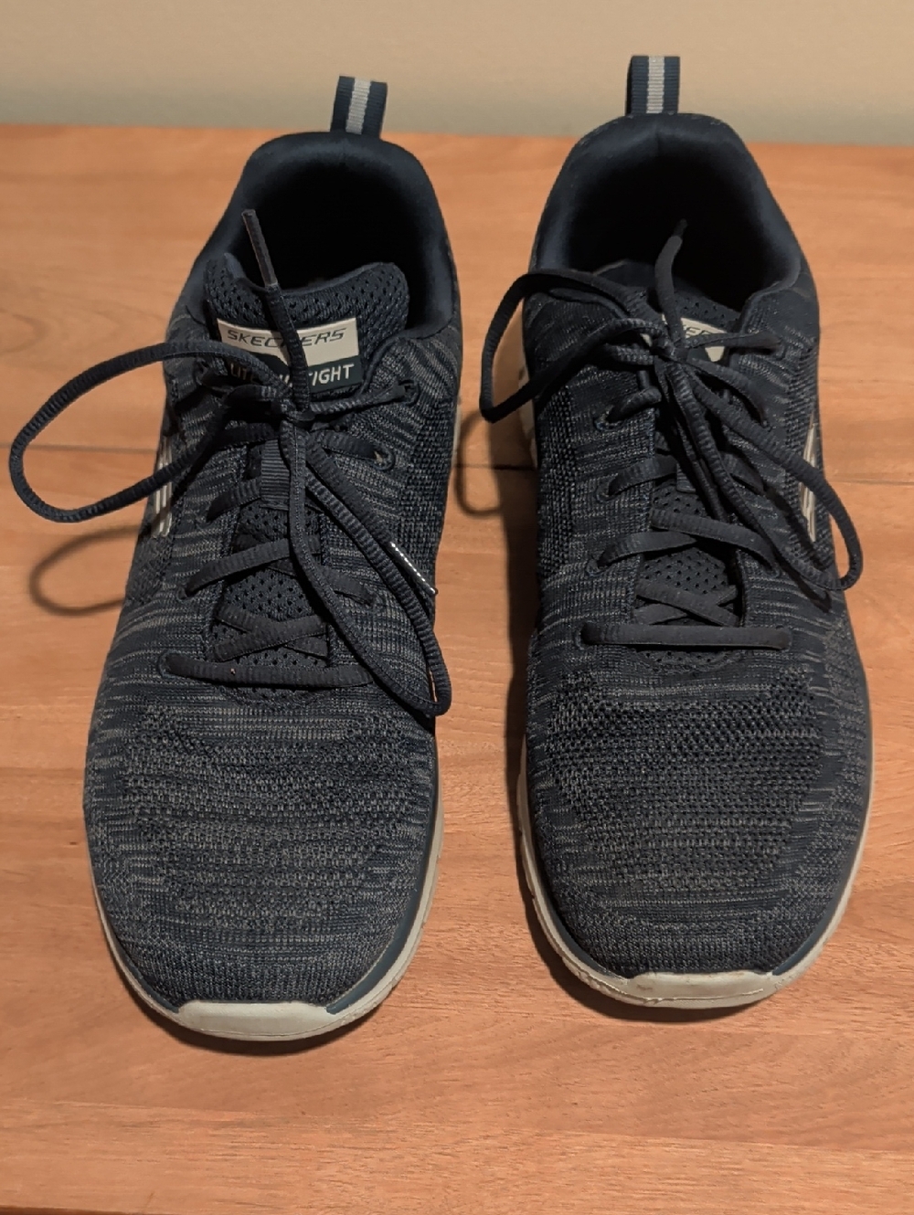 Skechers Men's Dark Blue Knit Lace-Up Athletic Sneakers